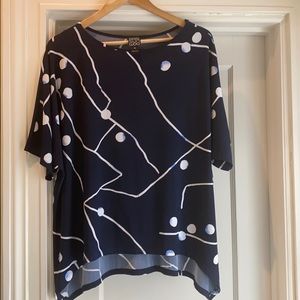 Clara Sun Woo top - short sleeve Navy Blue /White